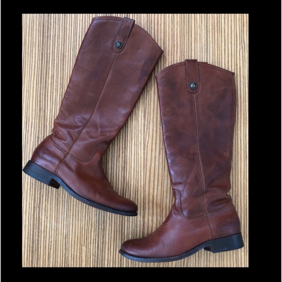 Frye Mellisa Button Tall Riding Boots Chestnut Brown size 6.5 - Picture 5 of 8